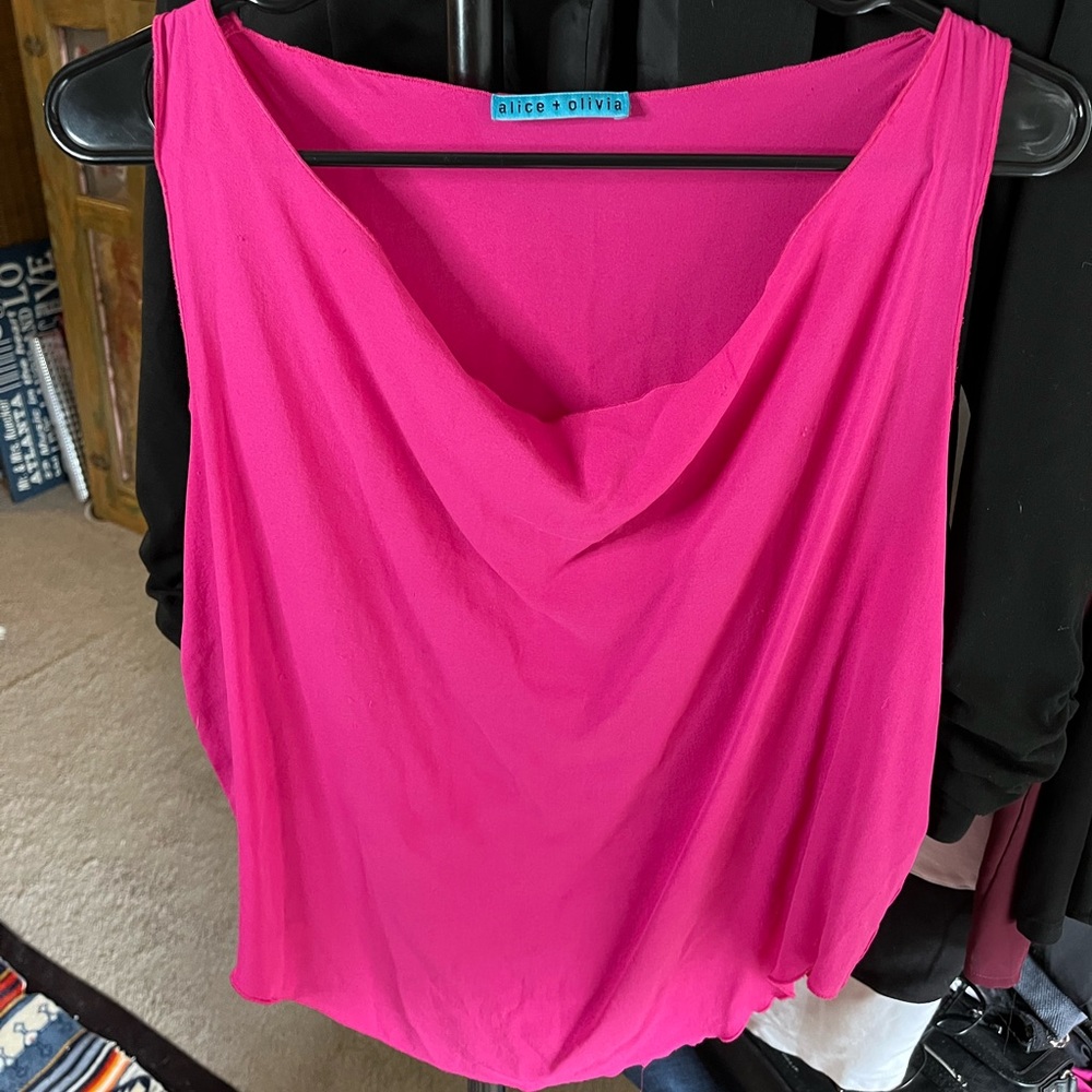 Alice + Olivia pink silk top